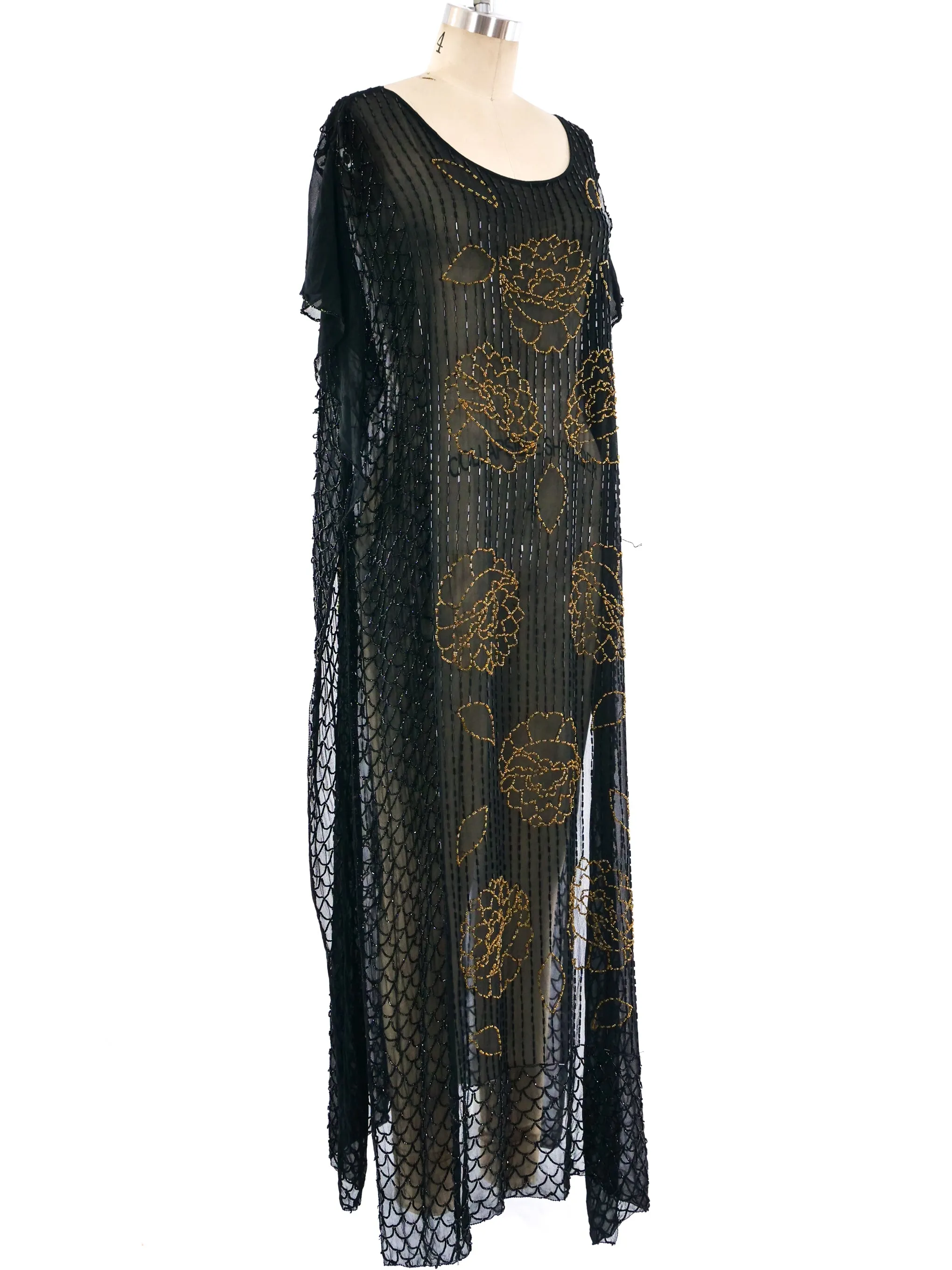 1920's Bead Embellished Silk Sheath Dress