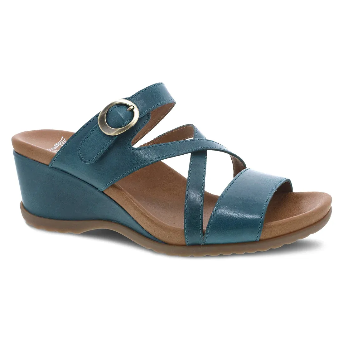  Ana Strappy Slide Wedge in Teal CLOSEOUTS  