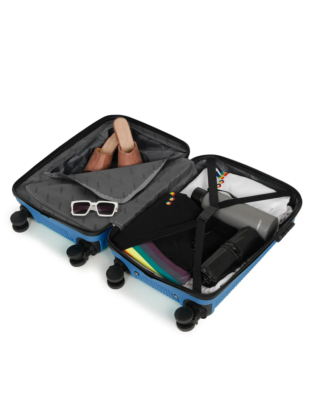 ANDAMAN ROYAL BLUE Textured Zigzag Stripline Unisex Check-in Hardside Cabin Trolley Bag