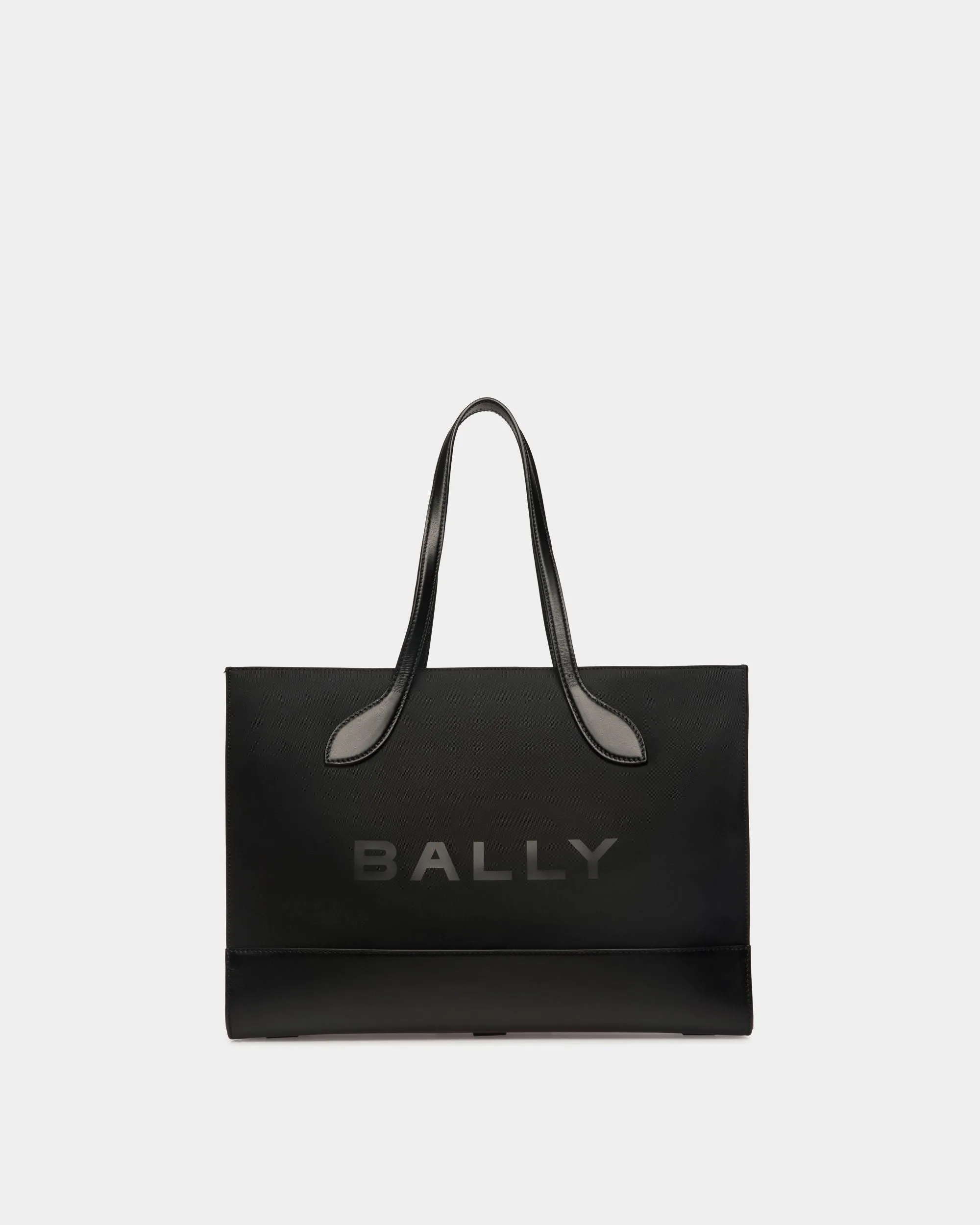 Bar Tote Bag In Black Nylon And Leather