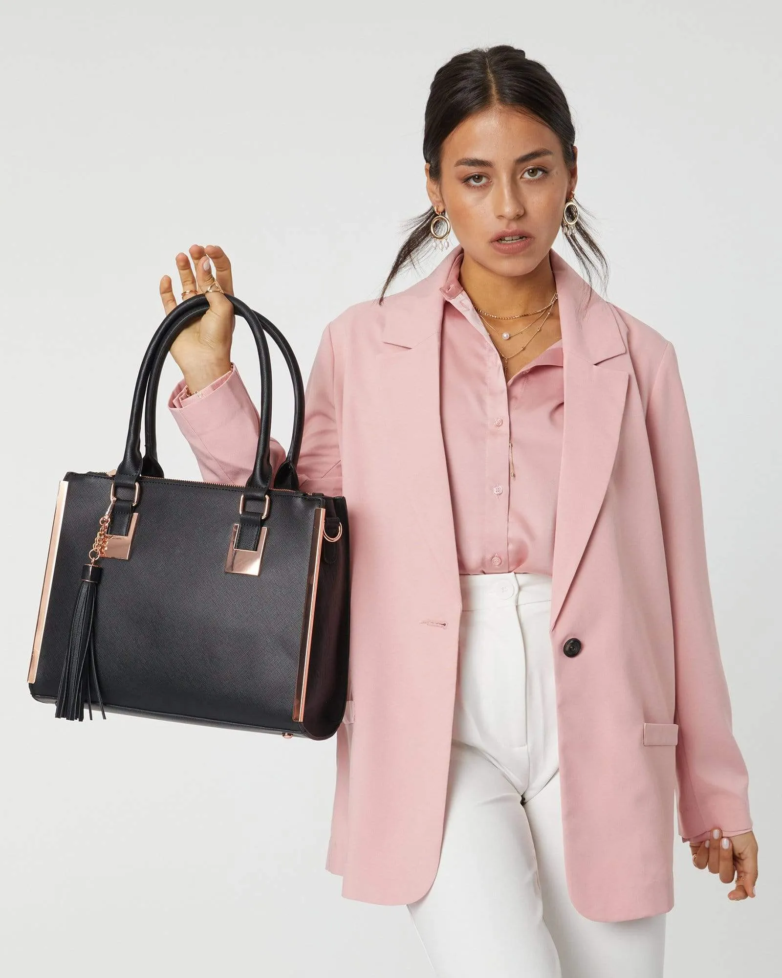Black And Rose Gold Lucy Tote Bag