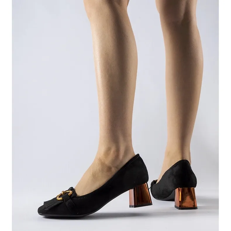 Black high-heeled Basso pumps