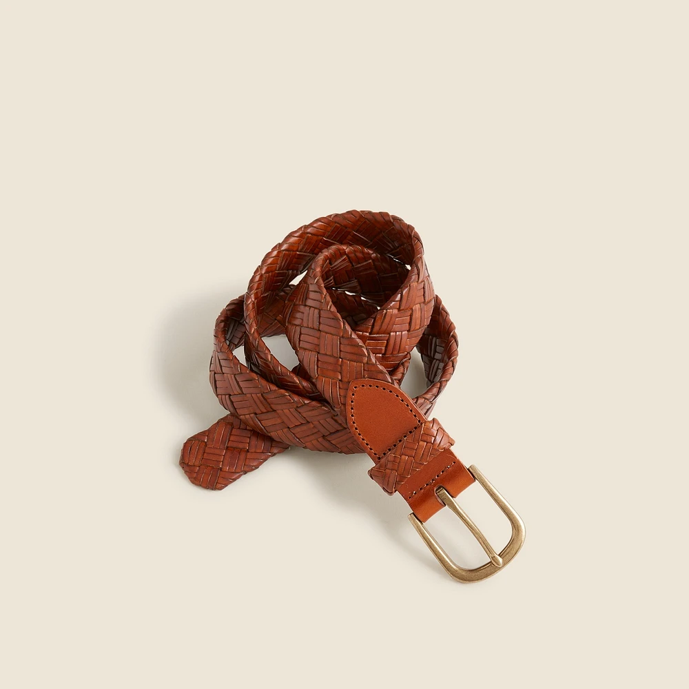 Chunky braided leather belt