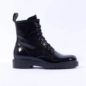 Classic Laced Ankle Boot - Black Patent