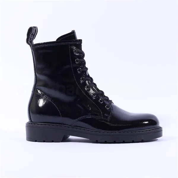 Classic Laced Ankle Boot - Black Patent