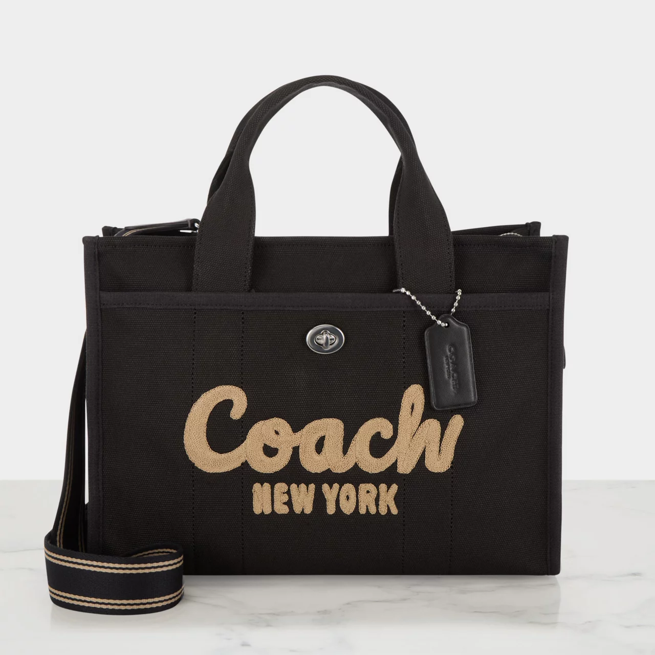 COACH Cargo Canvas Logo Tote Bag - Black