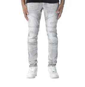Copper Rivet Side Pocket Denim Pants Grey