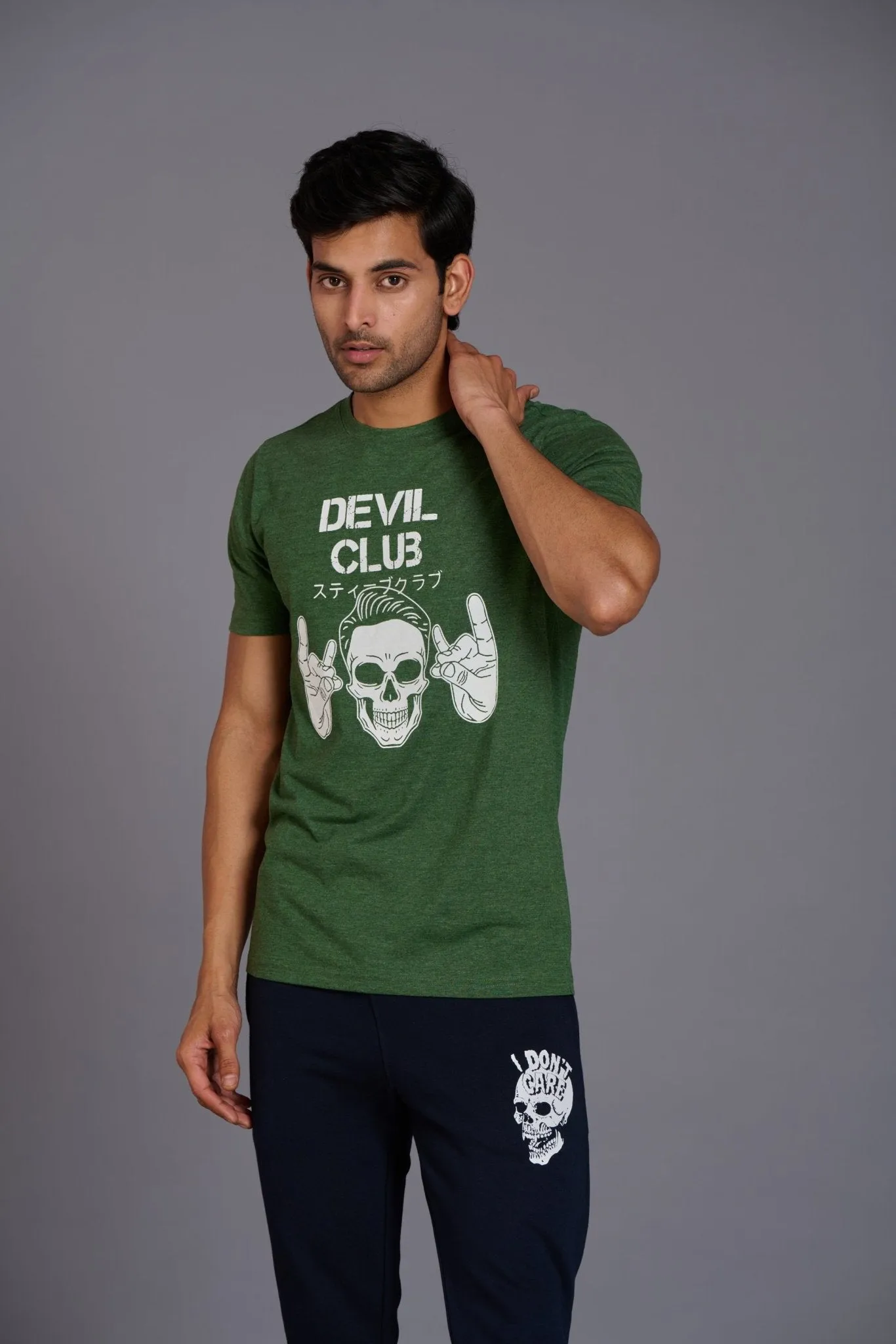 Devil Club Printed Green T-Shirt for Men