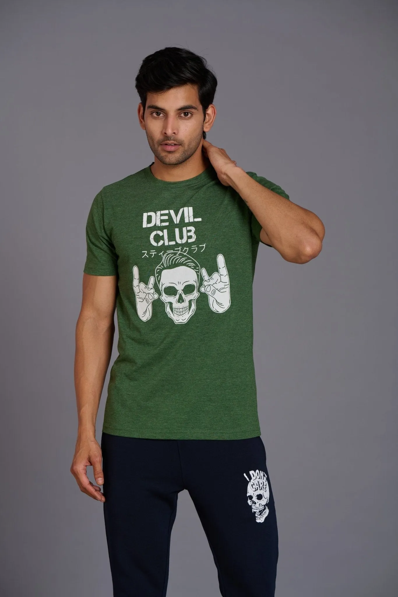Devil Club Printed Green T-Shirt for Men