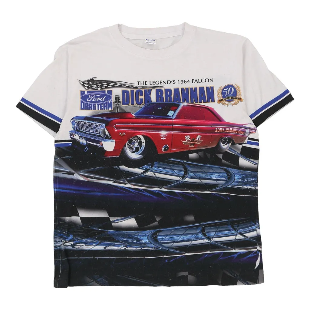 Dick Brannan Vapor Nascar T-Shirt - Large White Cotton