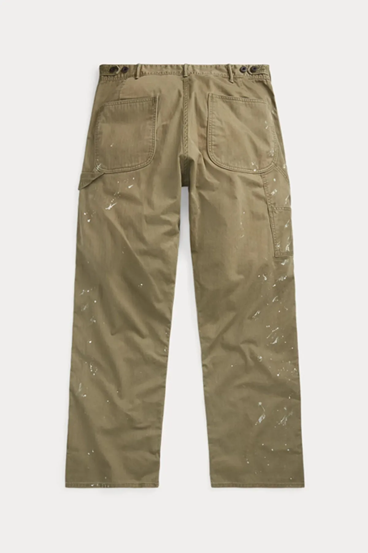 Distressed Herringbone Carpenter Pant - Olive