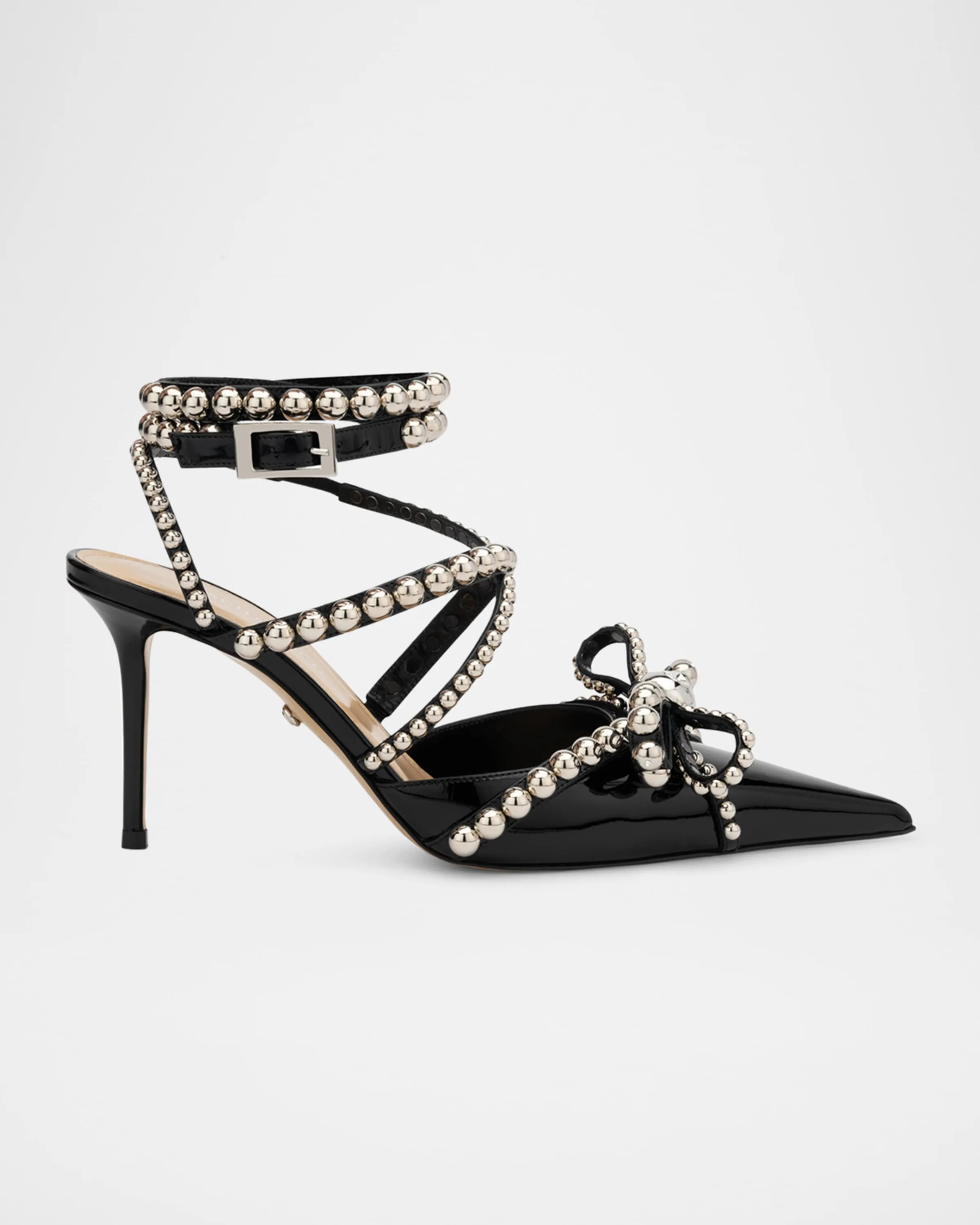 Dome Stud Bow Patent Leather Pumps