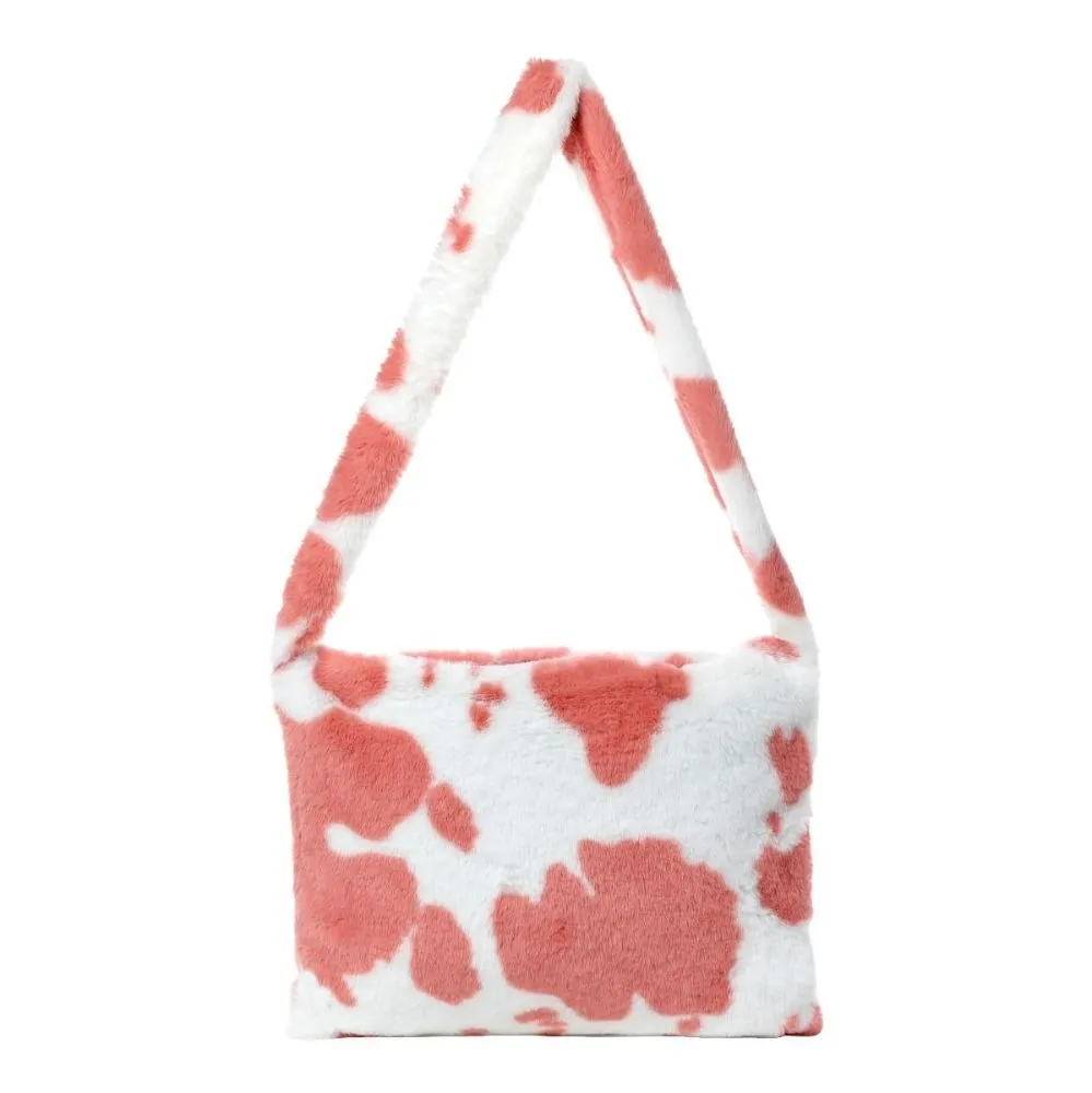 Fluffy Shoulder Bag Pink Cow