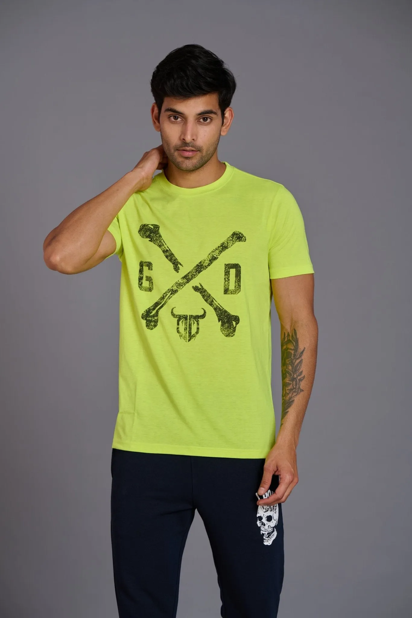 G/D Printed Green T-Shirt for Men