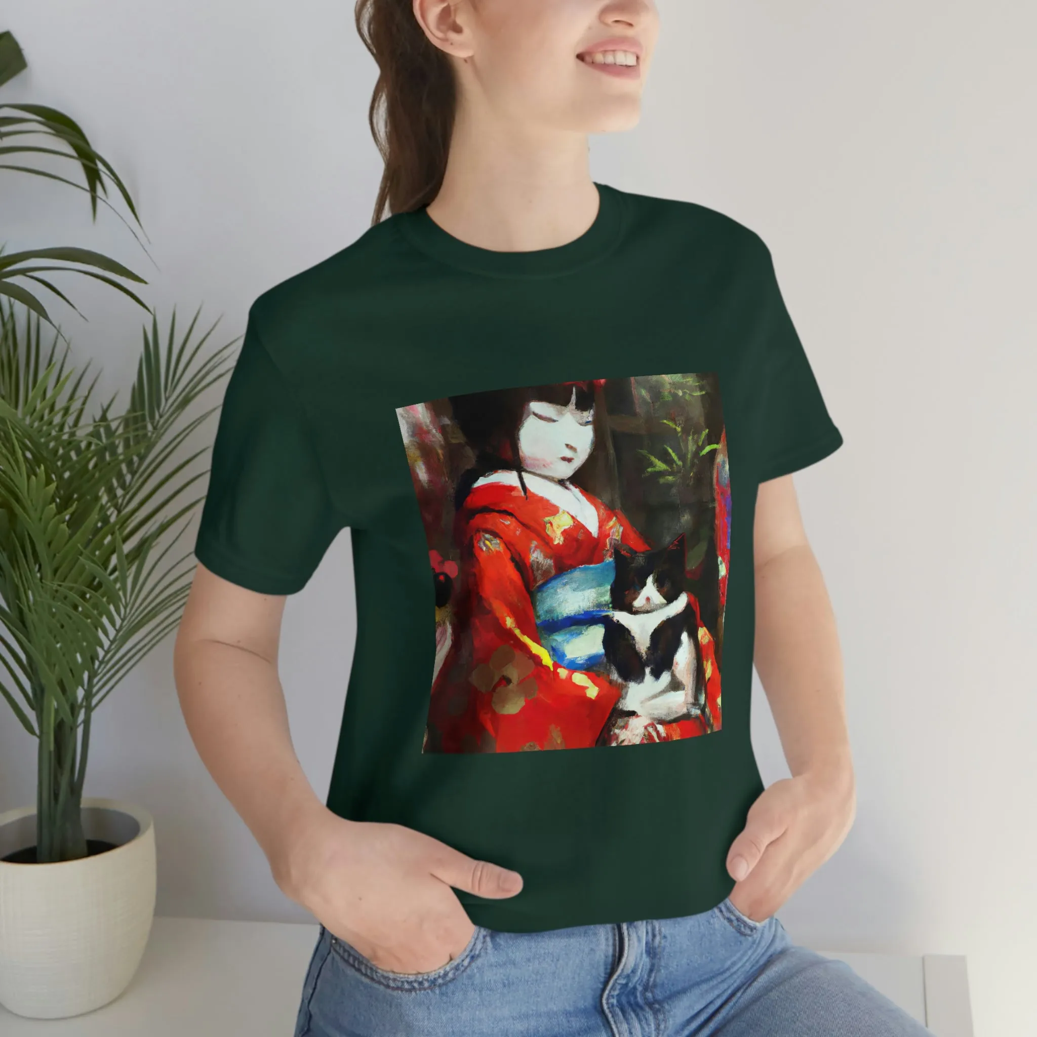 Geisha and cat T-shirt