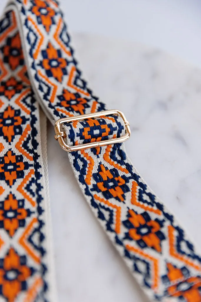 Handbag Guitar Strap, Orange/Navy
