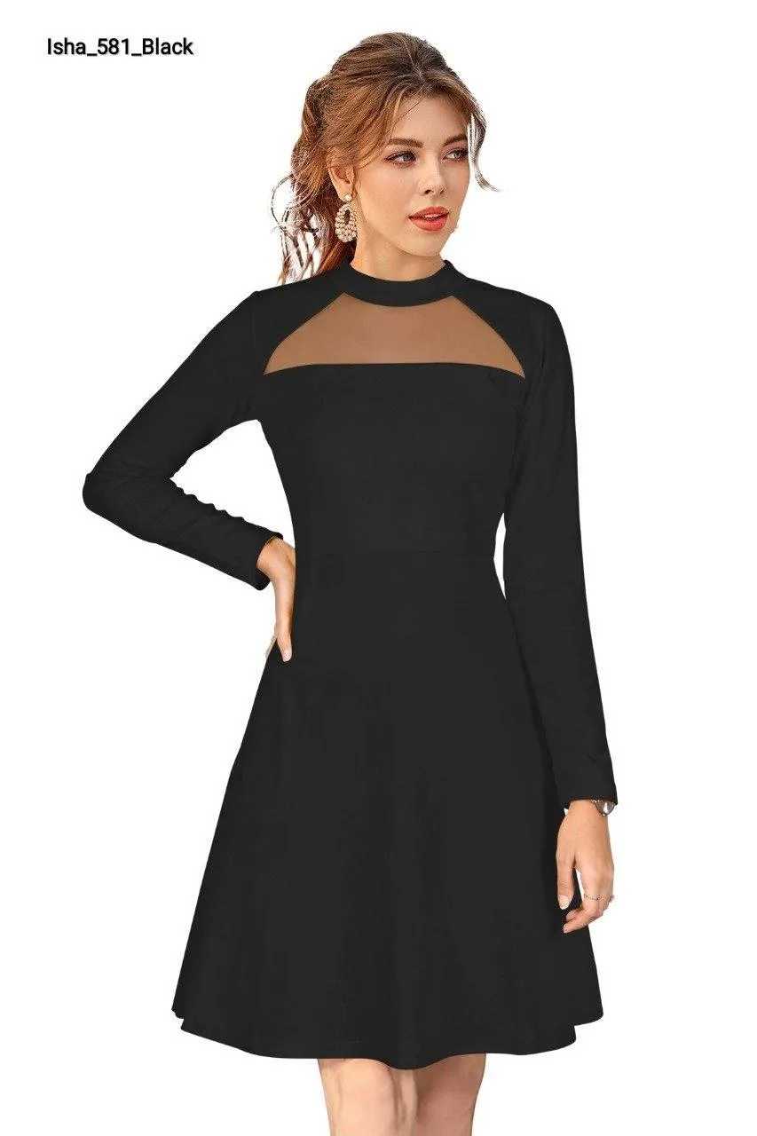 Isha 581 Black Designer Dress Knitting (Hosiery)