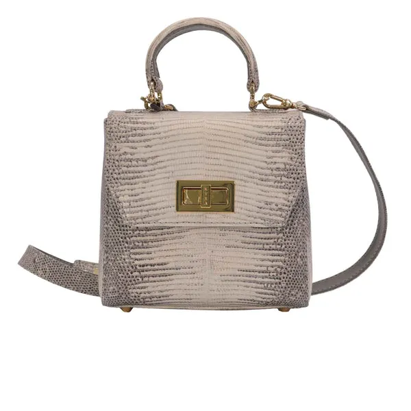 Kyra Luna Square Lizard Natural Basic Handbag