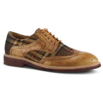 L'Artiste Men Thavo Plaid Oxford Shoe - Tan Multi