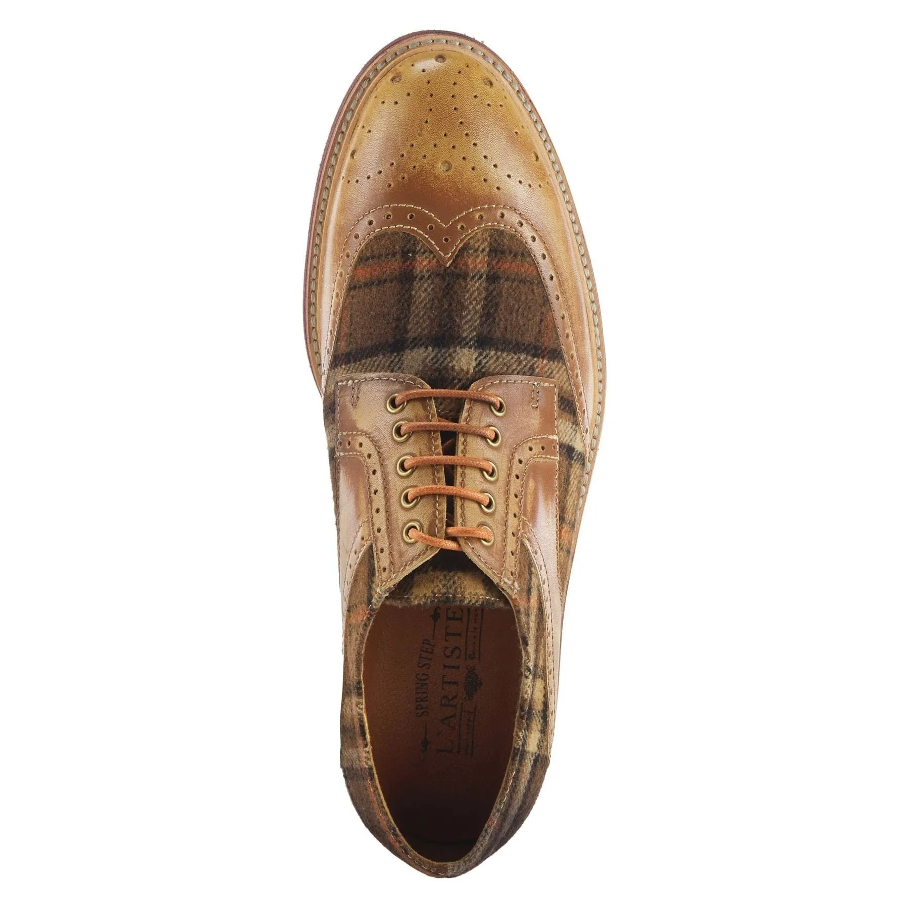 L'Artiste Men Thavo Plaid Oxford Shoe - Tan Multi