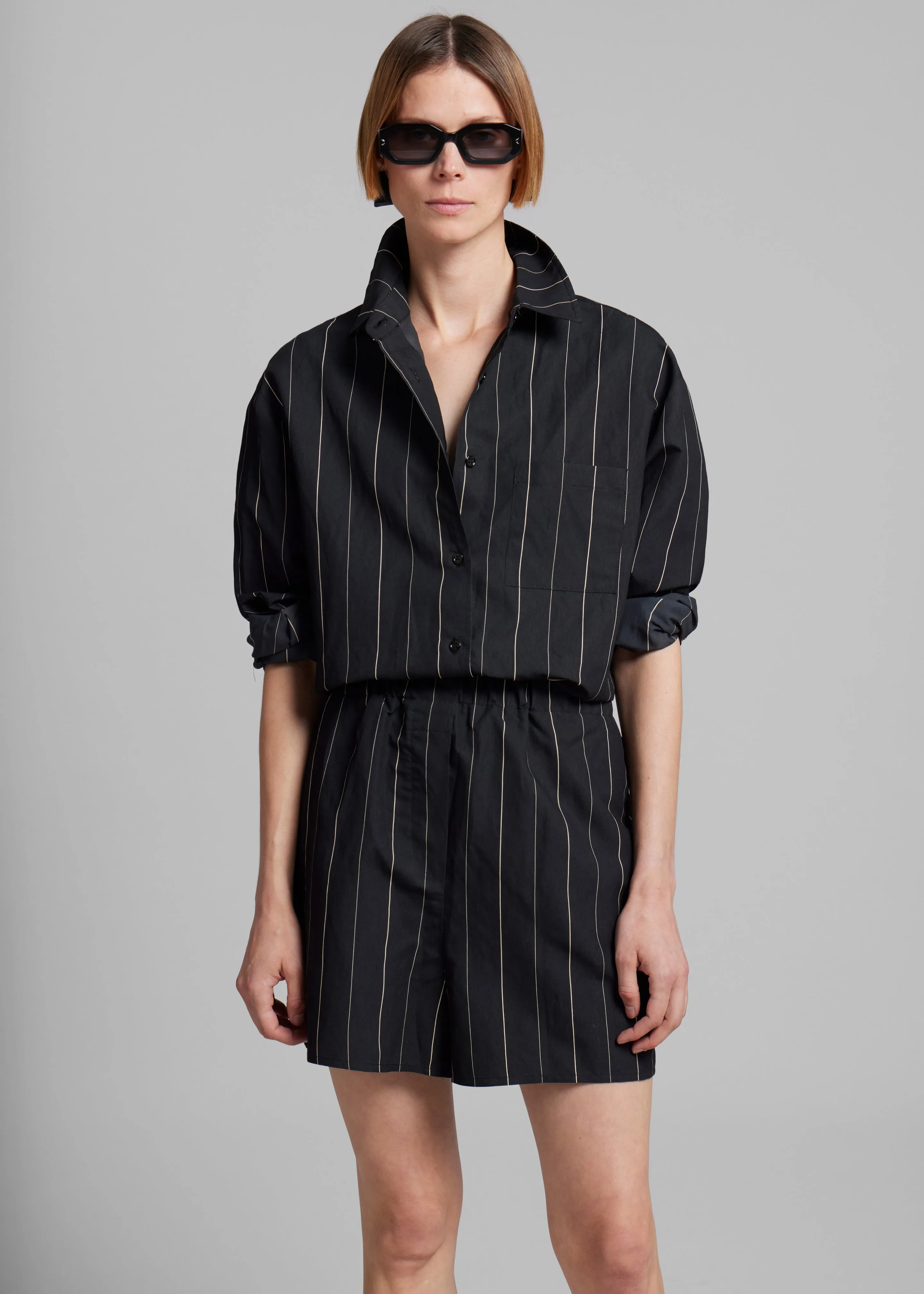 Lui Shirt - Black/Beige Stripe