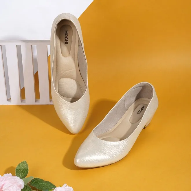 Mochi Women Gold Formal Pumps