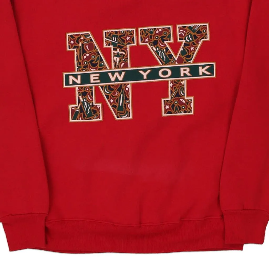 New York Nutmeg Graphic Sweatshirt - Large Red Cotton Blend