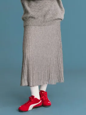 ONE BY CUBIC Lace Stitch Knitted Midi Skirt