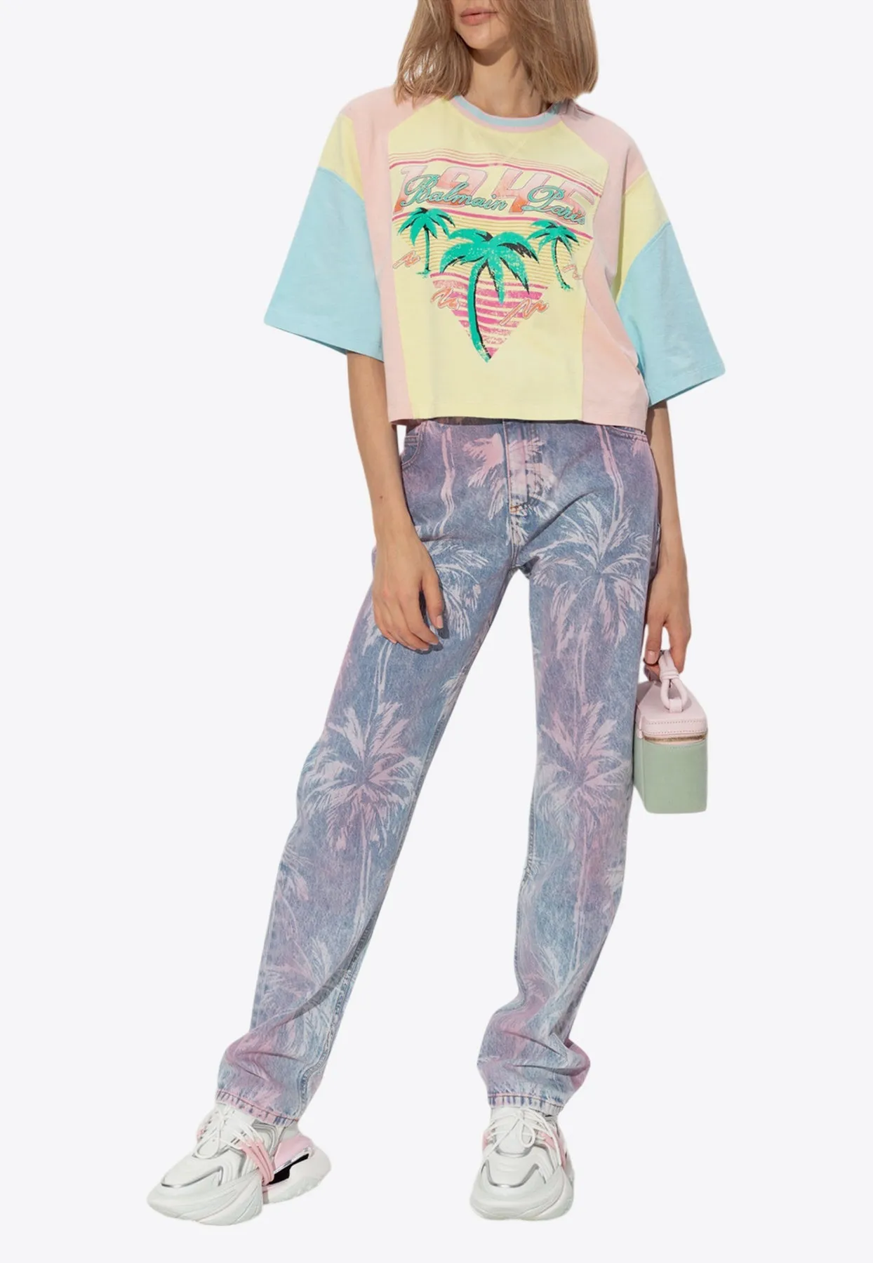 Palm Tree Print Boyfriend Jeans