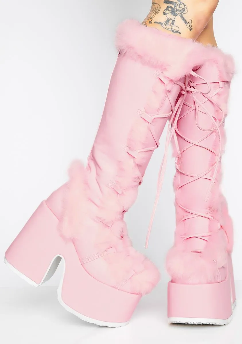Pure Vigilance Platform Boots-Pink-