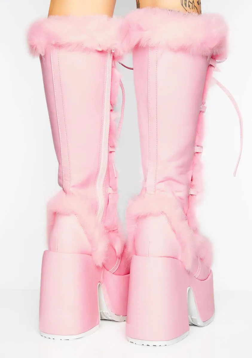 Pure Vigilance Platform Boots-Pink-