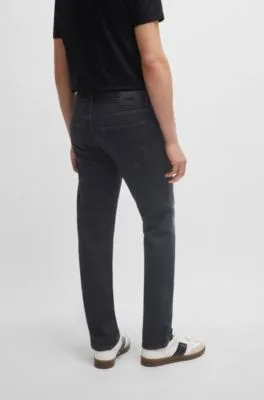 Regular-fit jeans in black Italian cashmere-touch denim