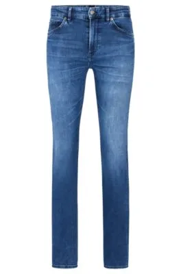Regular-fit jeans in blue Italian denim
