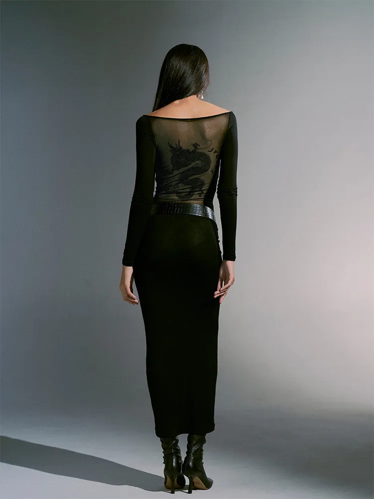 Sheer Sexy Tight Long Bijou One-Piece