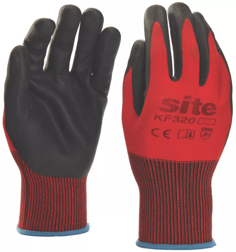 Site  Nitrile Foam Coated Gloves Red / Black Medium - Screwfix
