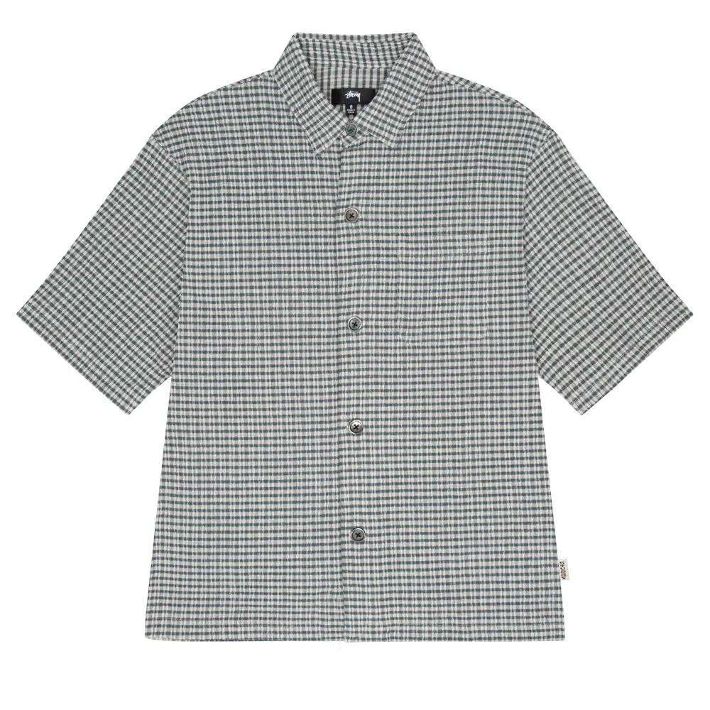 STSSY WRINKLY GINGHAM SS SHIRT // GREEN
