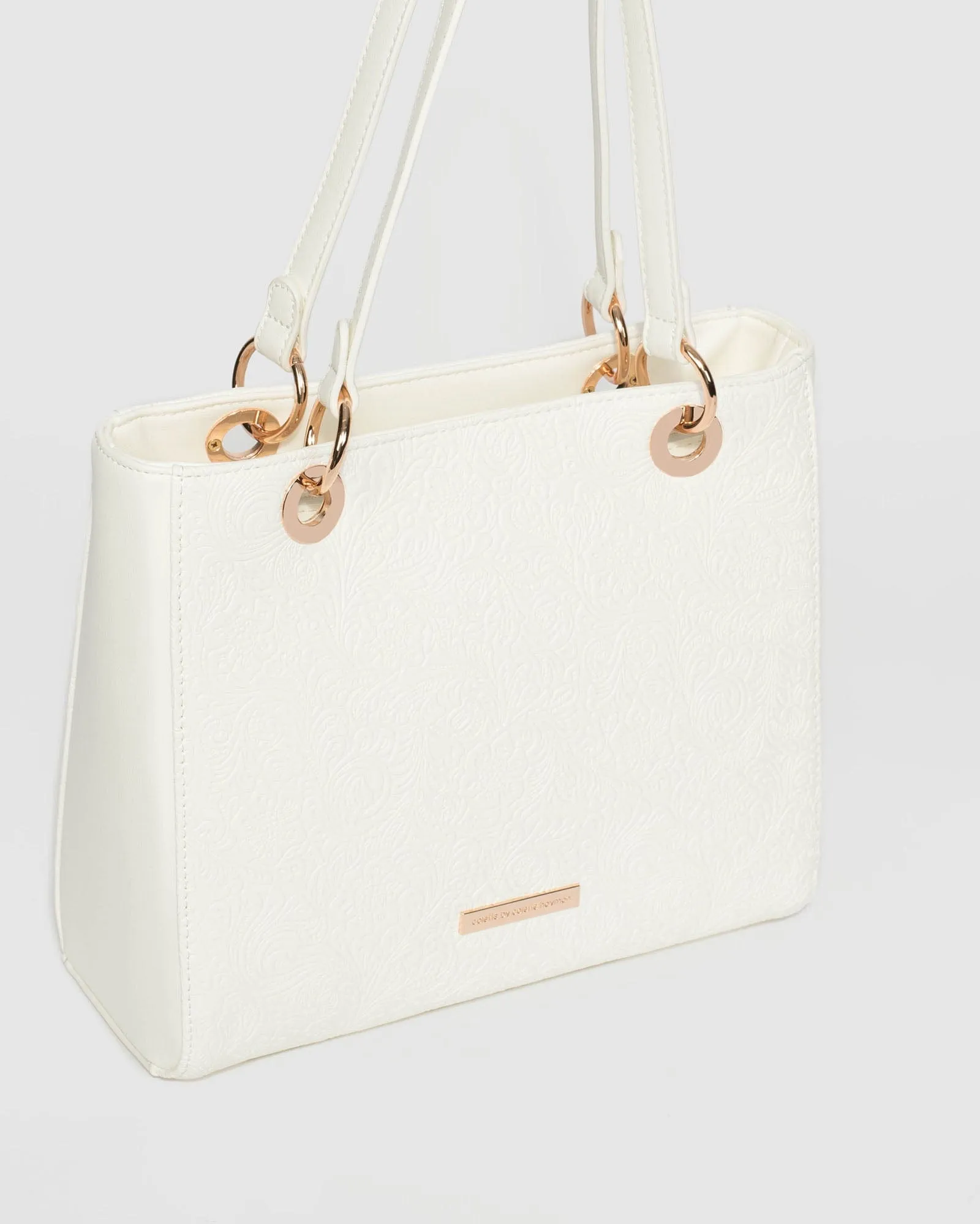White Nirvana Embossed Mini Tote Bag