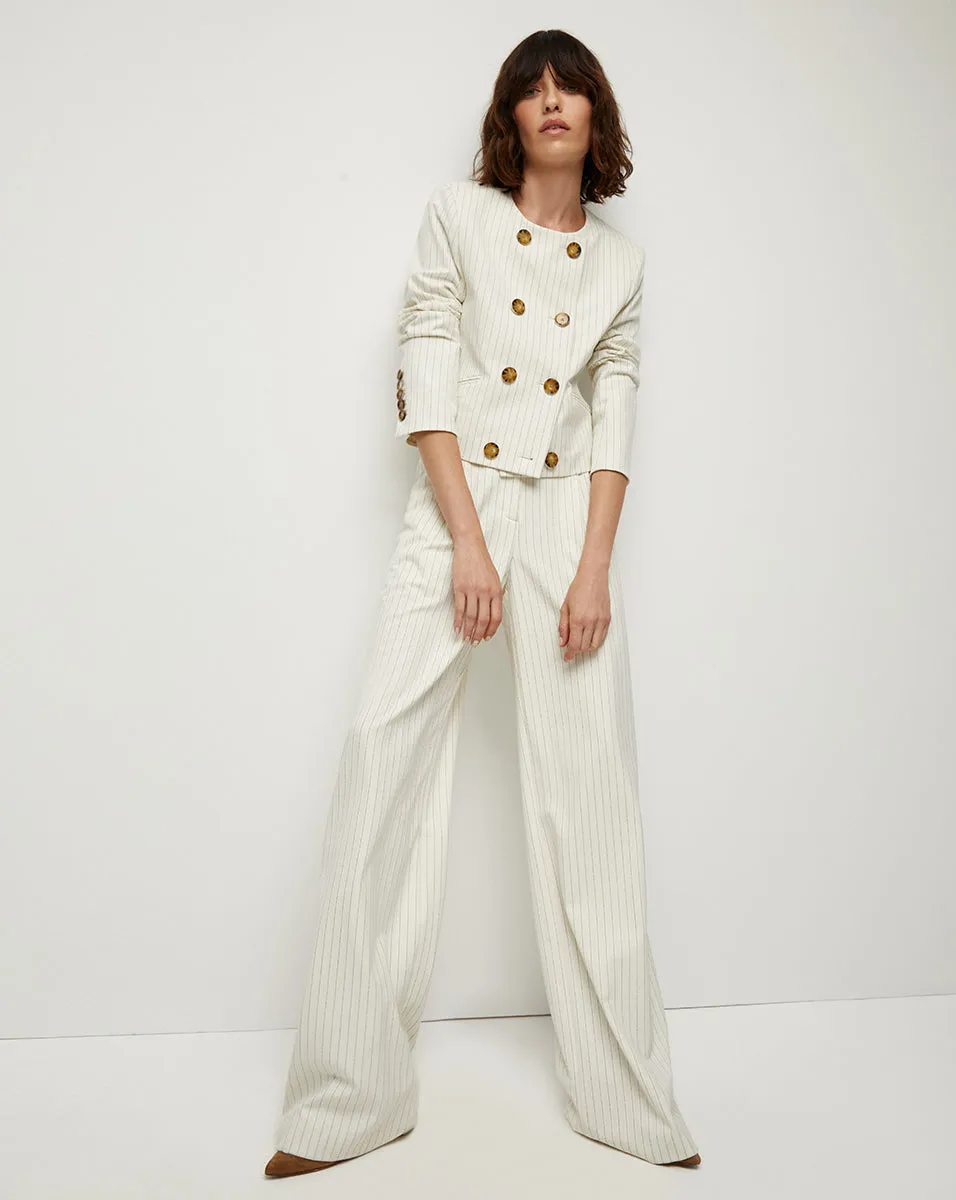 Winslow Pinstriped Collarless Jacket