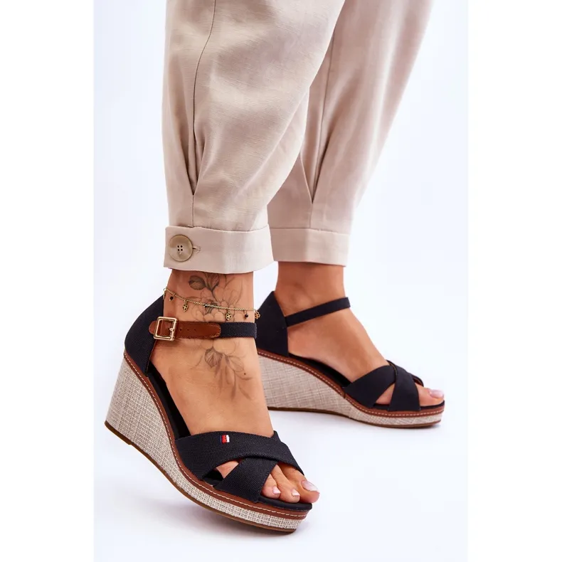 Women's Wedge Sandals Black Veenus