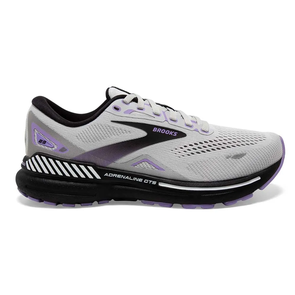 Women's Adrenaline GTS 23 Running Shoe - Grey/Black/Purple- Wide (D)