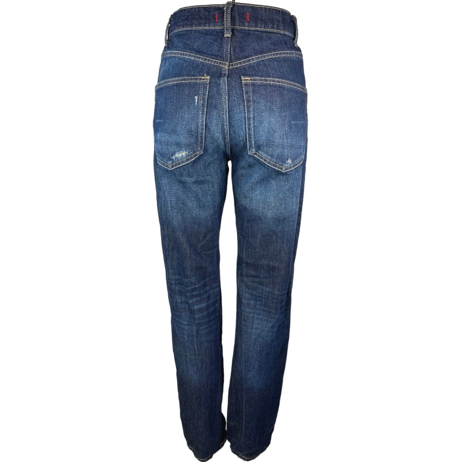 Zara Women's Blue Dark Wash Faded High Rise Straight Leg Denim Jeans Size 0
